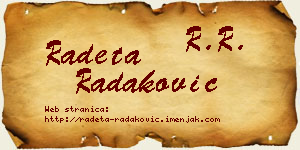Radeta Radaković vizit kartica